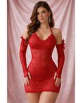 CichCiffon Women’s Red Lace Babydoll Dress