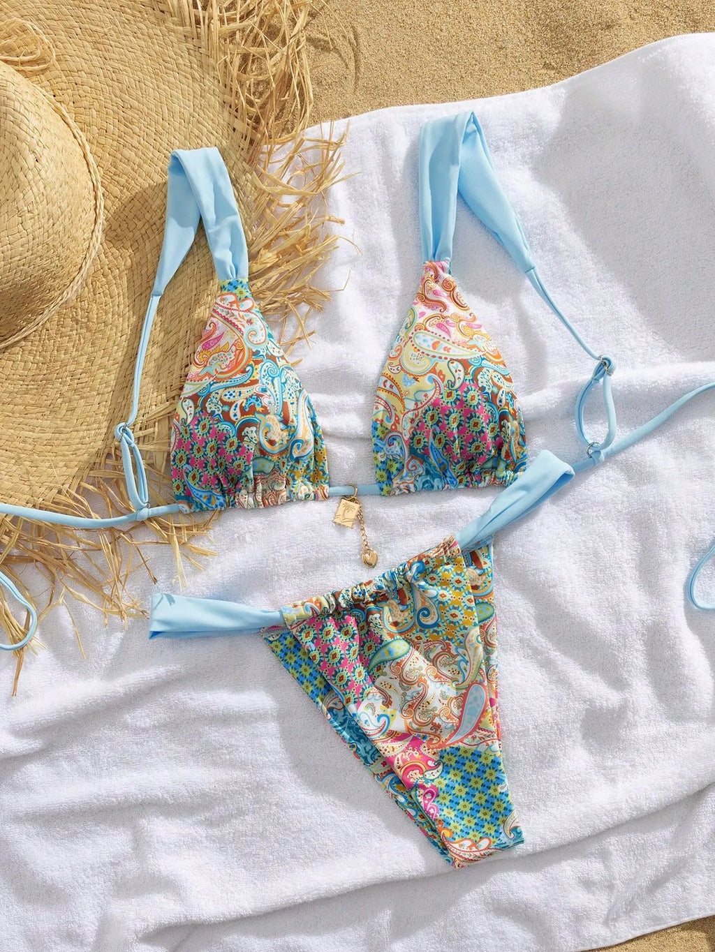 CichCiffon Women’s Paisley Print Bikini Set