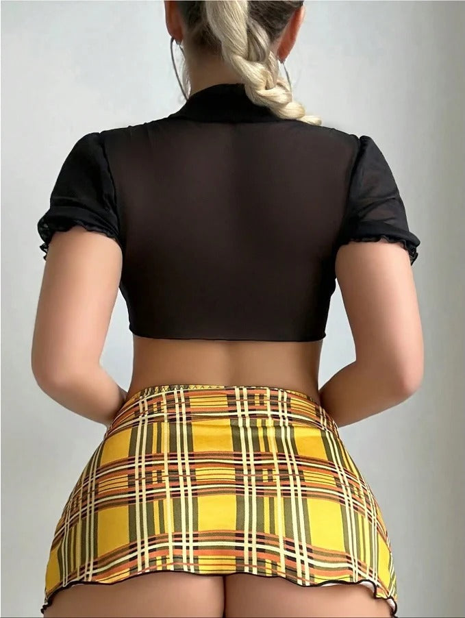 CichCiffon Women’s Sexy Schoolgirl Lingerie Set