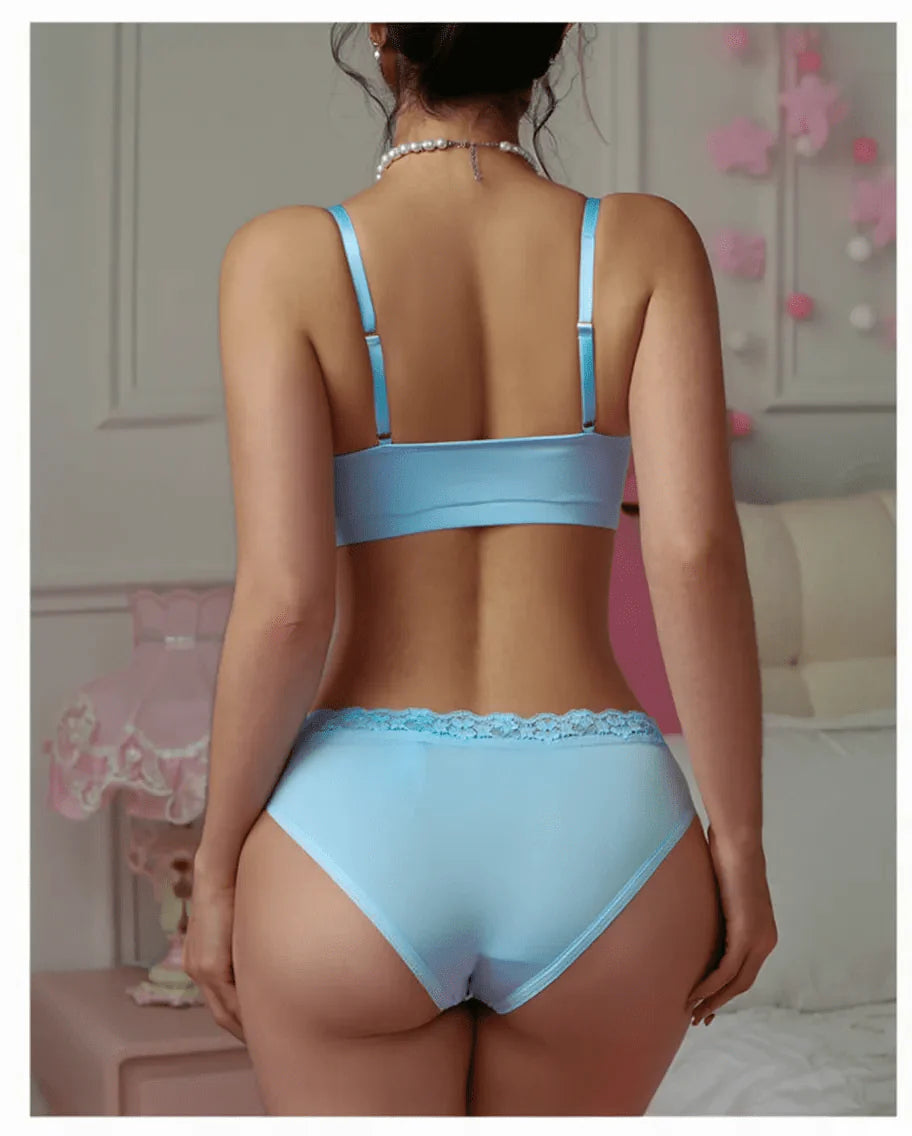 CichCiffon Women’s Sky Blue Bra & Panty Set